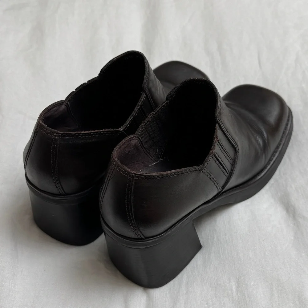 Vintage Y2K 2000s MIA Chunky Platform Chocolate Brown Leather Boots Size 10